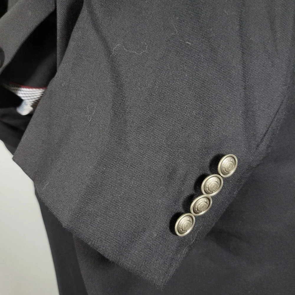 Stafford Men's Sport Coat Blazer Two Button Solid‎ Black Wool Size Classic 48R